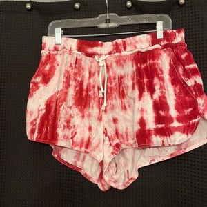 Dark pink tie dye linen shorts